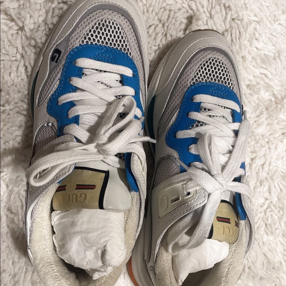 New Gucci Ultrapace Leather & Mesh Sneaker,White - Picture 7 of 8